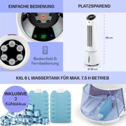 Klarstein 4 en 1: Enfriador de aire inteligente, ventilador, humidificador e ionizador I Depósito de agua de 6 L, oscilación, 30 W, 210 m³/h, temporizador I Aire acondicionado sin tubo de escape, aire acondicionado portátil, negro-oro rosa