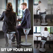 Taburete de oficina ergonómico [GANADOR DEL TEST] Taburete de pie regulable en altura [58-83 cm] Taburete ergonómico para oficina [efecto oscilante] Taburete oscilante Taburete de asiento | Taburete de trabajo antideslizante redondo