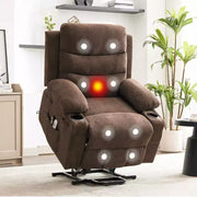 Sillón reclinable elevador eléctrico, reclinables eléctricos para ancianos con calor y masaje, asistencia para levantarse con portavasos, bolsillo lateral, para sala de estar
