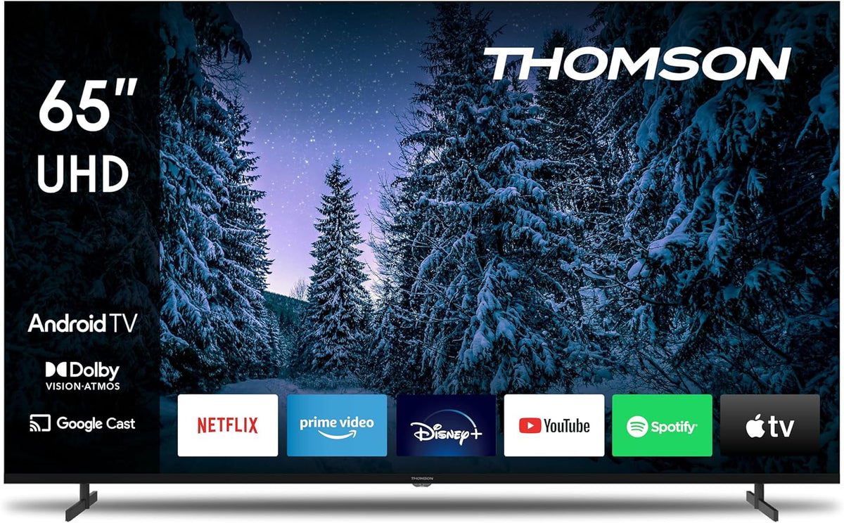 THOMSON Smart TV QLED 65 pulgadas (164 cm) Android, Google Assistant, Wi-Fi, Dolby Digital, Bluetooth, triple sintonizador (cable/satélite/antena), HDMI, CI+, panel A+ – 65QA2S13
