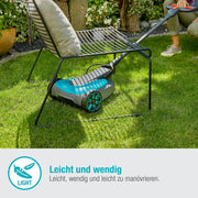 Cortacésped a batería Gardena HandyMower 22/18V P4A Set listo para usar: cortacésped manual, para superficies de césped de hasta 50 m², altura de corte ajustable, incl. batería 18V P4A (14620-20)