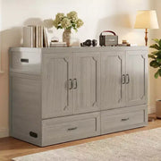 Cama Murphy convertible tamaño queen Mjkone con colchón, carga USB y cajones de almacenamiento