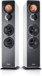 Altavoces estéreo Teufel Ultima 40: par de altavoces de columna HiFi de gama alta, tweeter con corrector de fase, sistema de 3 vías, bass-reflex de doble tubo, música, sonido de cine, juegos - negro