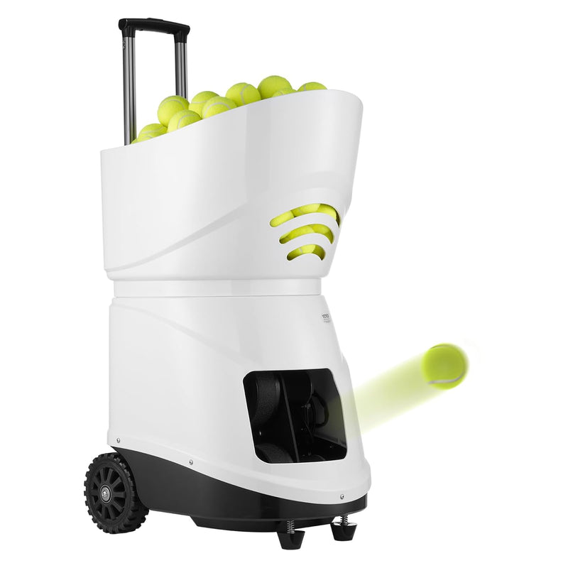 Máquina de tenis VEVOR, lanzador de pelotas de tenis portátil, lanzador de práctica para 150 pelotas, entrenamiento de tenis, 5 motores, ejercicios multimodales, más de 2 horas de tiempo de juego, batería recargable, control remoto por aplicación