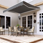 Toldo manual, 250 x 200 cm, toldo retráctil de brazos articulados, con soporte de pared, manivela, impermeable, aluminio/poliéster, para balcón, restaurante, cafetería, antracita
