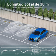 Cargador de coche eléctrico 3,68 kW [10 m, 6/8/10/13/16 A], cable de carga tipo 2 con pantalla digital LCD controlable, compatible con e-208, Spring, 500e, Model 3, Megane EV, Zoe, PHEV/EV