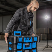 Högert Technik - Juego de cajas 4 en 1 HT7G500, herramientas de bricolaje, caja de herramientas, caja de herramientas con ruedas, resistente a daños, maletín de herramientas, cierres de ABS, estructura modular
