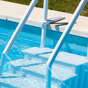 GRE EPE30 - Escalera interior antideslizante para piscina enterrada, escalera de seguridad para piscina con 4 peldaños, sintética, color blanco. 80 x 92 x 206 cm