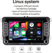 [Inicio rápido] Autorradio Linux para VW Golf 5 6/Polo, Radio VW con CarPlay y Android Auto inalámbricos integrados, Pantalla de 7" para VW compatible con controles del volante originales, AM/FM/RDS, Bluetooth, DSP, 45Wx4