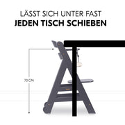 Hauck Trona Beta+ Newborn Set Eco Bouncer - Trona de madera evolutiva para bebés desde el nacimiento, incluye accesorio para recién nacidos, cojín de asiento y bandeja - Gris oscuro