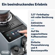 Cafetera superautomática De'Longhi Rivelia EXAM440.55.W con sistema de leche LatteCrema, recipiente de granos intercambiable, 16 bebidas de café y leche con solo tocar un botón, función Extra-Shot, pantalla táctil de 3,5 pulgadas, color blanco