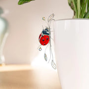 Estaca decorativa para plantas de mariquita de cristal con cristales - Atrapasoles para decoración de jardín