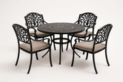 Mesa redonda de aluminio negro con 4 sillas