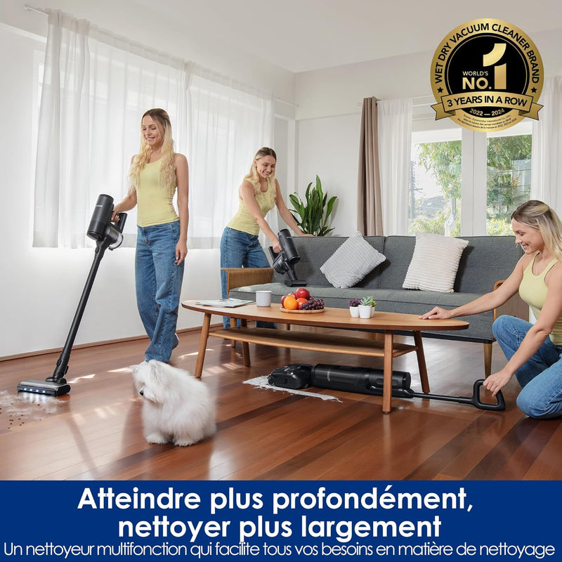 Aspiradora y fregadora Tineco Floor One Switch S7 Stretch, aspiradora escoba inalámbrica 5 en 1, alcance plano de 180°, limpieza de doble borde, autonomía prolongada, autolimpieza FlashDry a 85 °C
