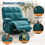 Sillón reclinable extragrande para adultos, sofá mecedor giratorio manual, bolsillos laterales y portavasos para personas altas y grandes, sala de estar