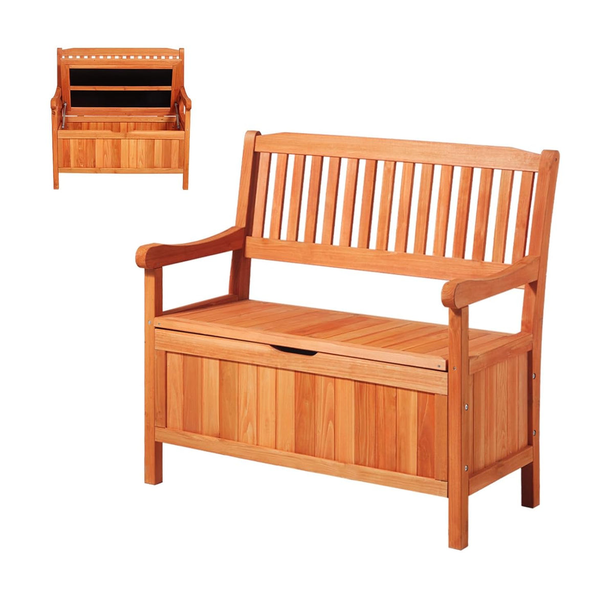VEVOR Banco de jardín, banco con arcón de almacenamiento, banco de almacenaje, capacidad de carga de hasta 328 kg, asiento de jardín y decoración para porche, para terraza, jardín, balcón, 106,5x58,5x90,1 cm