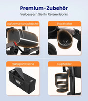 Andador plegable y ligero VOCIC con asiento, ruedas de caucho macizo, ajustable en altura, aluminio, gris, para exteriores