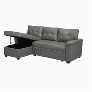 Sofá seccional reversible convertible con cama extraíble, chaise longue con almacenamiento oculto y patas duraderas