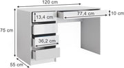 Tocador Vicco Sherry, blanco de alto brillo, 120 cm sin espejo