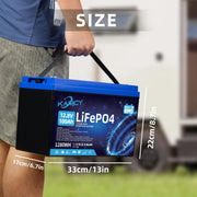 Batería LiFePO4 de 12V 100Ah, batería de litio con BMS de 100A y 15000 ciclos profundos, potencia máxima de 1280W, para autocaravanas, sistemas solares, embarcaciones, hogar y camping (2 unidades de 12.8V 100Ah)