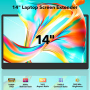 Monitor portátil de 14", extensión de pantalla para ordenador portátil, monitor triple FHD 1080P, pantallas para PC con HDMI/USB-C Plug & Play para Mac, Windows y Chrome