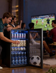Mininevera TRIUMPHKEY de 90 l con puerta de cristal, refrigerador de bebidas compacto con capacidad para hasta 128 latas, con estantes ajustables para cerveza, vino y refrescos, ideal para el hogar, bar, oficina o apartamento