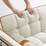 Sofá cama de 2 plazas de terciopelo de 55" con cama extraíble, respaldo ajustable, bolsillos laterales y soporte para teléfono