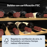 Candy DiVino CWC058, Vinoteca, 58 Botellas, WiFi, App hOn, Puerta Reversible, 10 Baldas, Tratamiento Anti-UV, Compresor Antivibraciones, Iluminación LED, Control Digital, Tirador Integrado, 37 dB, Negro