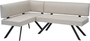 Banco esquinero byLIVING Toronto, tapizado en color topo, estructura en negro, forma en L con lado largo a la derecha, muelles ensacados, banco de cocina, banco de comedor, medidas: An 182, Al 85, Pr 128 cm