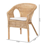 Silla de comedor Abbey de ratán natural estilo bohemio moderno