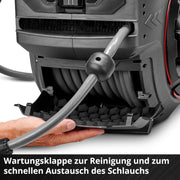 Enrollador de manguera a batería Einhell GE-HR 18/30-1 Li-Solo Power X-Change (18 V, enrollado automático de manguera, giratorio hasta 180°, soporte de pared, manguera de jardín de 30 m y rociador, sin batería)