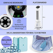 Klarstein 4 en 1: Enfriador de aire inteligente, ventilador, humidificador e ionizador I Depósito de agua de 6 L, oscilación, 30 W, 210 m³/h, temporizador I Aire acondicionado sin tubo de escape, aire acondicionado portátil, negro-oro rosa