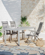 Sillón plegable Dehner Chicago, aprox. 110 x 63,5 x 67,5 cm, textileno/aluminio, gris