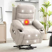Sillón reclinable elevador eléctrico, reclinables eléctricos para ancianos con calor y masaje, asistencia para levantarse con portavasos, bolsillo lateral, para sala de estar