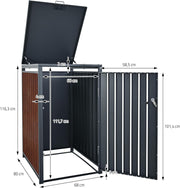Cubre contenedores ML-Design de 3 unidades para 240L, cerramiento para 3 cubos de basura, caseta resistente a la intemperie, estructura de acero, contenedor con tapa, puerta con cerradura, 200x80x116,3 cm, color antracita efecto óxido