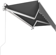 Toldo manual, 250 x 200 cm, toldo retráctil de brazos articulados, con soporte de pared, manivela, impermeable, aluminio/poliéster, para balcón, restaurante, cafetería, antracita