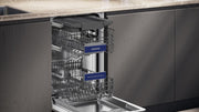 Lavavajillas de libre instalación Siemens SR43ES25ME iQ300, 45 cm, extra silencioso, varioSpeed Plus, sistema de cestas varioFlex y tercera bandeja varioSchublade, autoOpen dry, aquaStop, Home Connect, acero cepillado