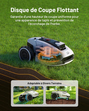 Robot cortacésped inalámbrico MAMMOTION YUKA 2000, NetRTK+Vision, sin necesidad de antena RTK, recomendado para 2000 m², máx. 2400 m², césped tipo alfombra, disco de corte doble, módulo 4G
