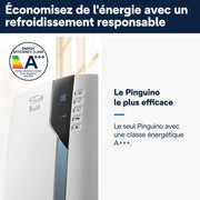 Climatiseur portable De'Longhi Pinguino PAC EX105 avec technologie EcoRealFeel 10 000 BTU/h, pour pièces jusqu'à 100 m³, fonction déshumidification et ventilation, minuterie 24 heures, classe