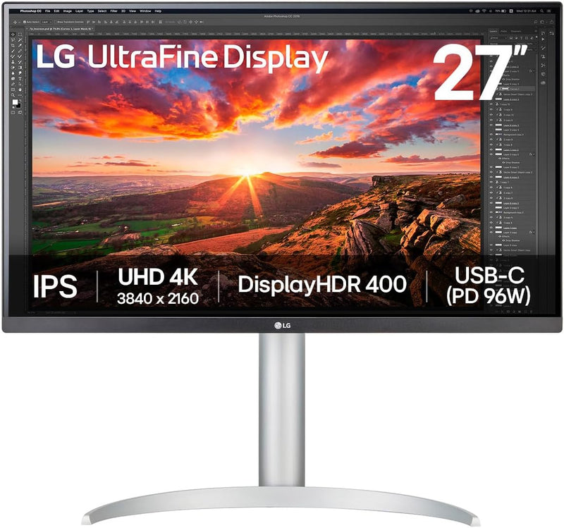 Monitor PC LG Ultrafine™ 27UP850K-W 4K de 27" - Panel IPS con resolución UHD (3840 x 2160), 5ms GtG 60Hz, DisplayHDR™ 400, DCI-P3 95% (CIE1976), modo lectura, inclinable y ajustable en altura