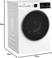 Lavadora Beko 8 kg, Stiftung Warentest BIEN (1,9)*, 1400 rpm, función de vapor SteamCure, tambor protector AquaWave, programa StainExpert, B5WFT78410W, blanco