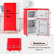 Refrigerador con congelador Merax, combinación frigorífico-congelador, frigorífico pequeño con 51L y congelador de 21L, silencioso, LED, estantes de vidrio, cajón para verduras, estantes en la puerta, para cocina, sala de estar, oficina, negro