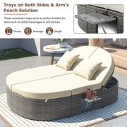 Cama de exterior para patio, diván para 2 personas con cojines y almohadas