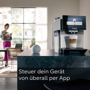 Cafetera superautomática Siemens EQ900 TQ903D03, control por app, pantalla táctil intuitiva, modo barista, AromaBoost, reducción de ruido, molinillo premium, limpieza automática con vapor, 1500 W, acero inoxidable
