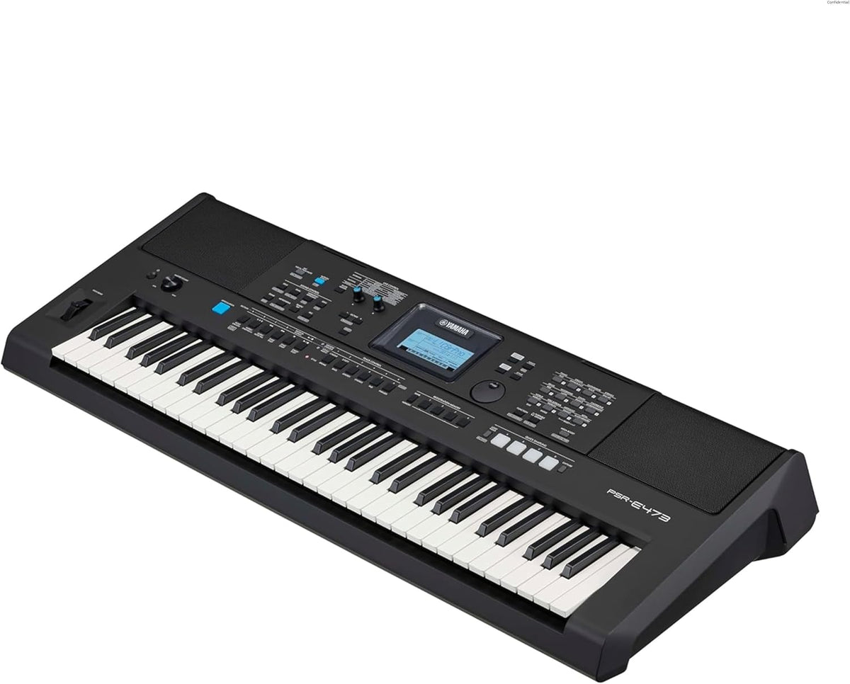 Teclado arreglista portátil dinámico y versátil Yamaha PSR-E473 de 61 teclas - Negro
