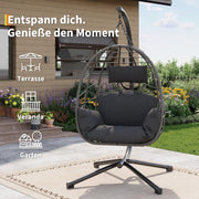 Sillón colgante de ratán con soporte hasta 150 kg para jardín y balcón