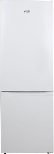 VOK Frigorífico Combi 154L EVR-154DEW, 142 cm Altura x 48,3 cm Ancho, Clase E, Bajo Nivel Sonoro 39 dB, Puerta Reversible, Estanterías Cristal Reforzado, Blanco