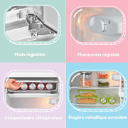 Comfee' RCD93WH2(E) Frigorífico de una puerta, 93 L, Control de temperatura, Instalación bajo encimera, Silencioso, Blanco