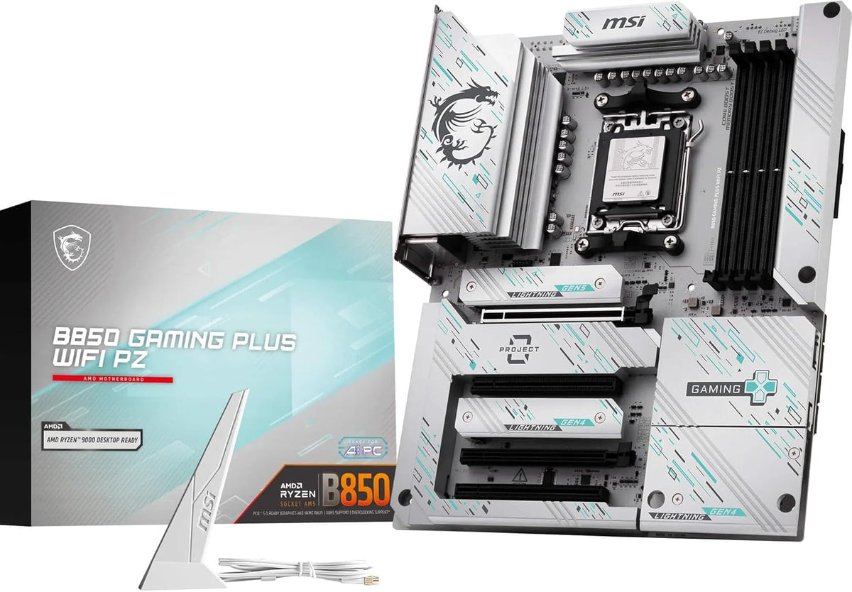 Placa base MSI B850 Gaming Plus WiFi PZ ATX - para procesadores AMD Ryzen 9000/8000 / 7000, AM5 - DDR5 Memory Boost (8200+ MT/s OC), PCIe 5.0 x16, M.2 Gen5, Wi-FI 7, LAN 5G