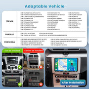 Ohradio 2G+64G 9" Android 15 Autorradio para VW Golf Polo Touran Caddy Passat Seat Estéreo con CarPlay inalámbrico Android Auto GPS FM/RDS Radio WiFi 2USB + Cámara de visión trasera + MIC - 2DIN